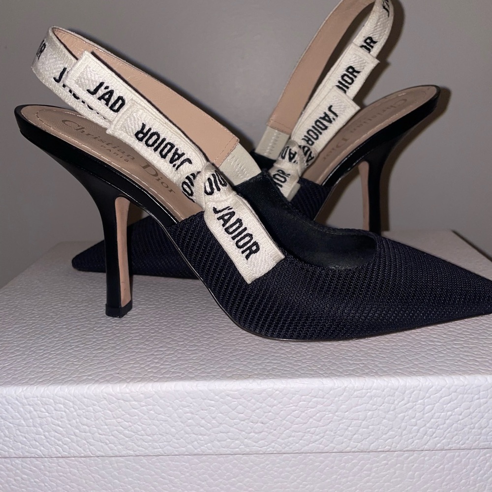 Dior Black and Cream Slingback Heels